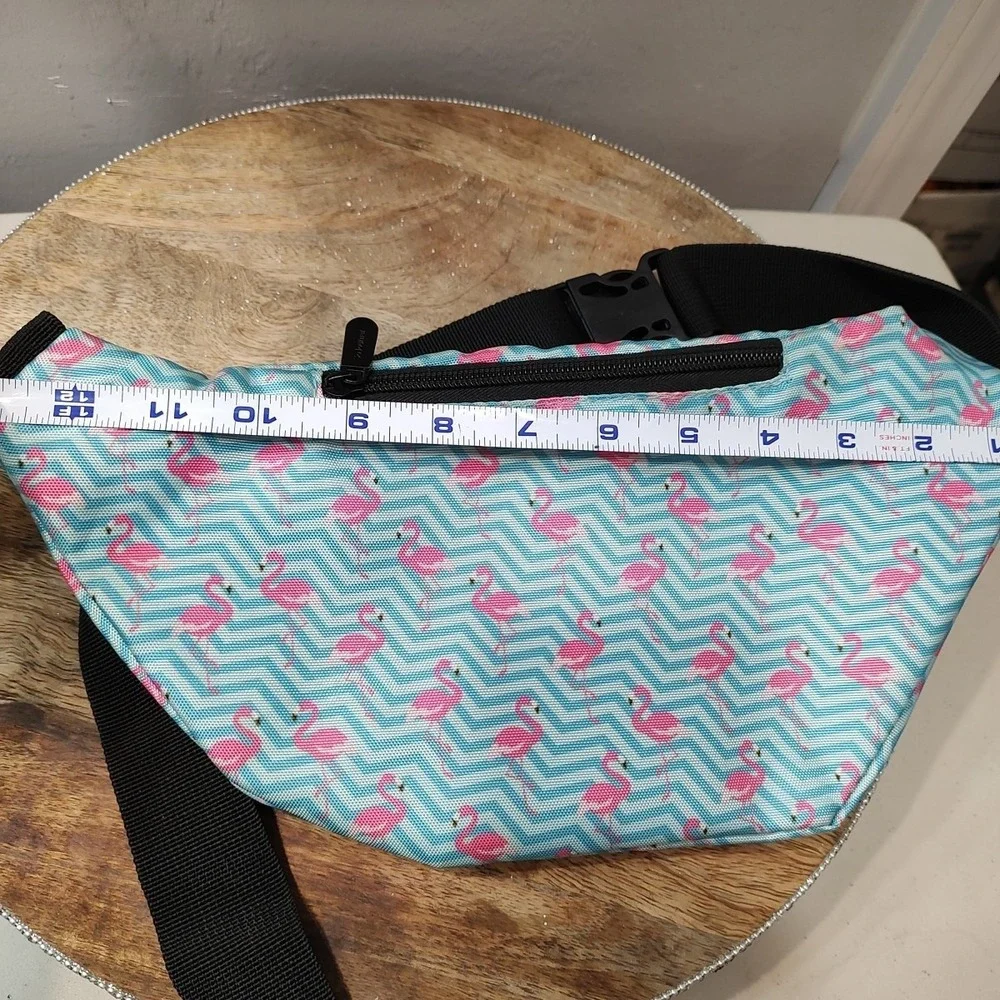 Sojourner Aqua Blue Pink Flamingo Belt Bag Fanny Pack Adjustable Strap Coastal‎